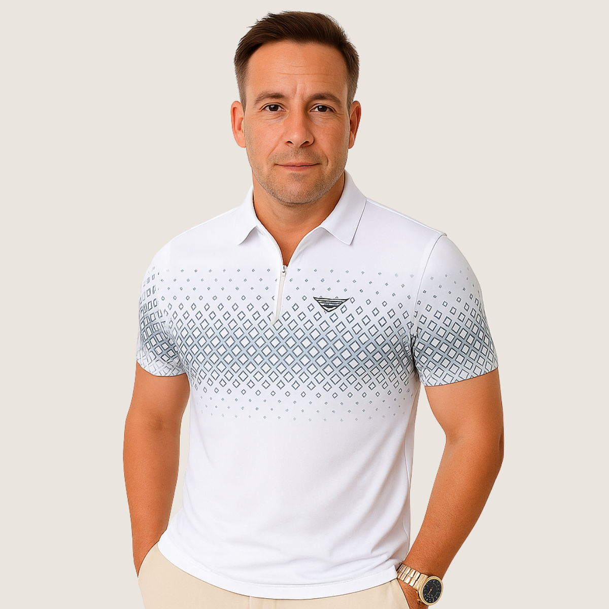 Jetta – Polo Homme à Imprimé Géométrique avec Fermeture Éclair – Élégant et Confortable au Quotidien
