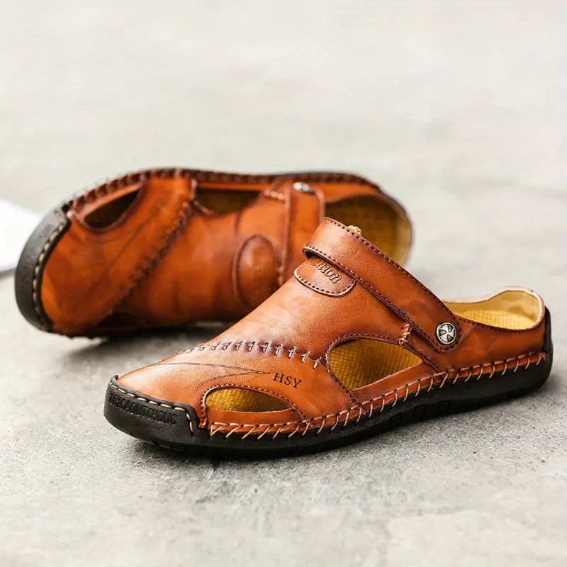 Sandales décontractées en cuir souple de haute qualité pour hommes - JettaWay™