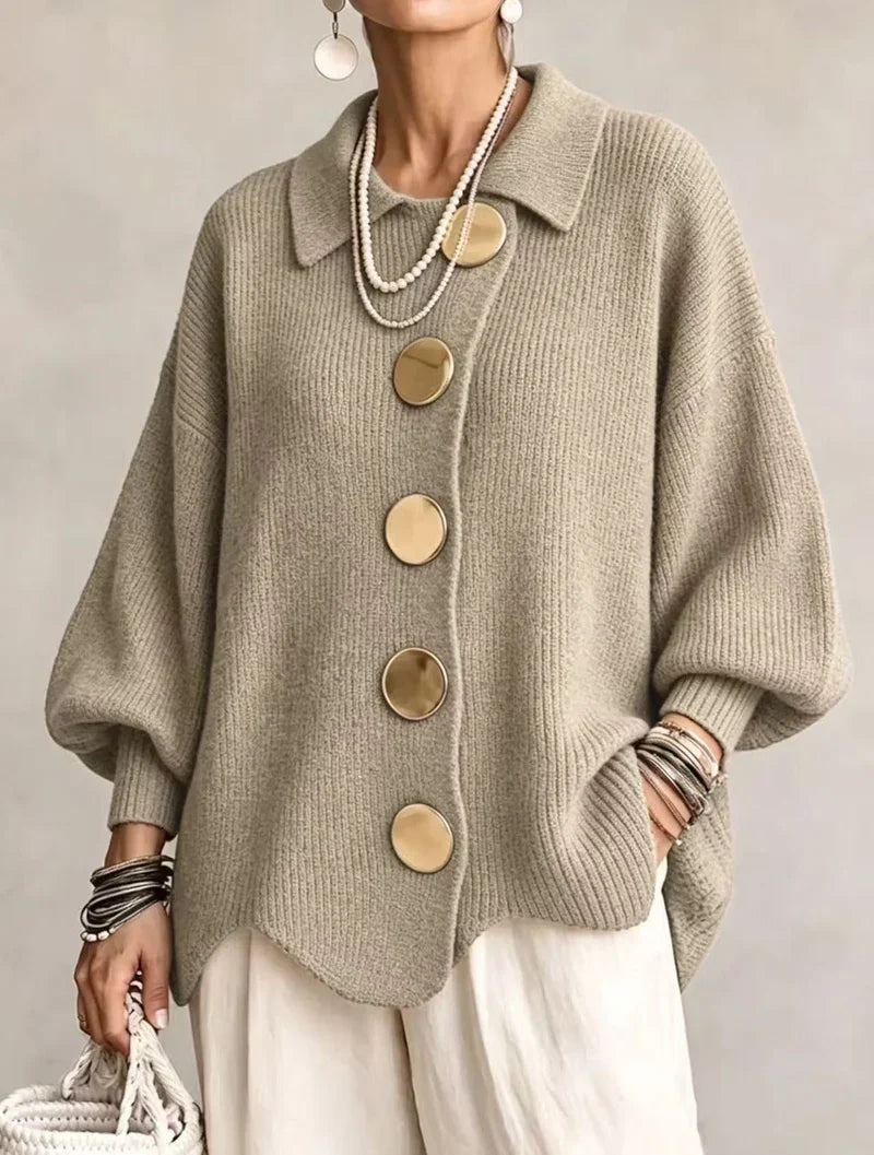 Victoire | Gilet oversize à gros boutons dorés
