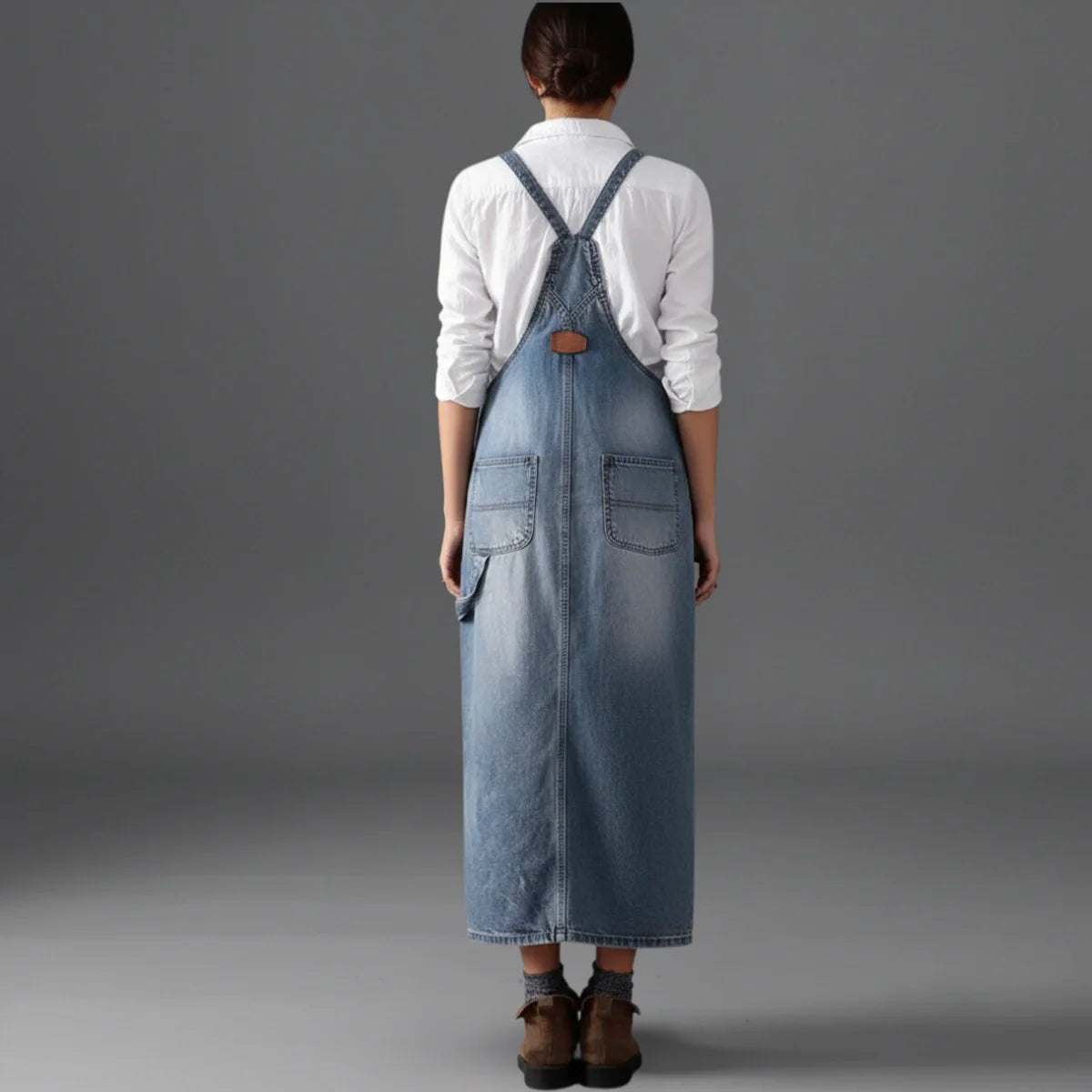Jetta Robe chasuble en denim délavé avec fente arrière