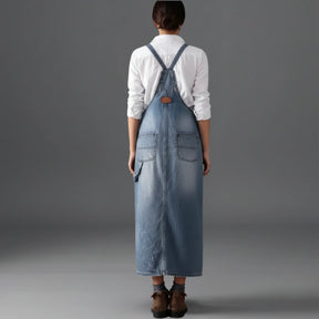Jetta Robe chasuble en denim délavé avec fente arrière