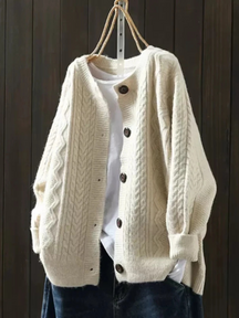Gilet Torsadé Femme Col Rond Maille Douce