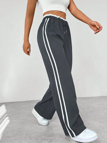 Pantalon Jogging Large Femme à Bandes Latérales