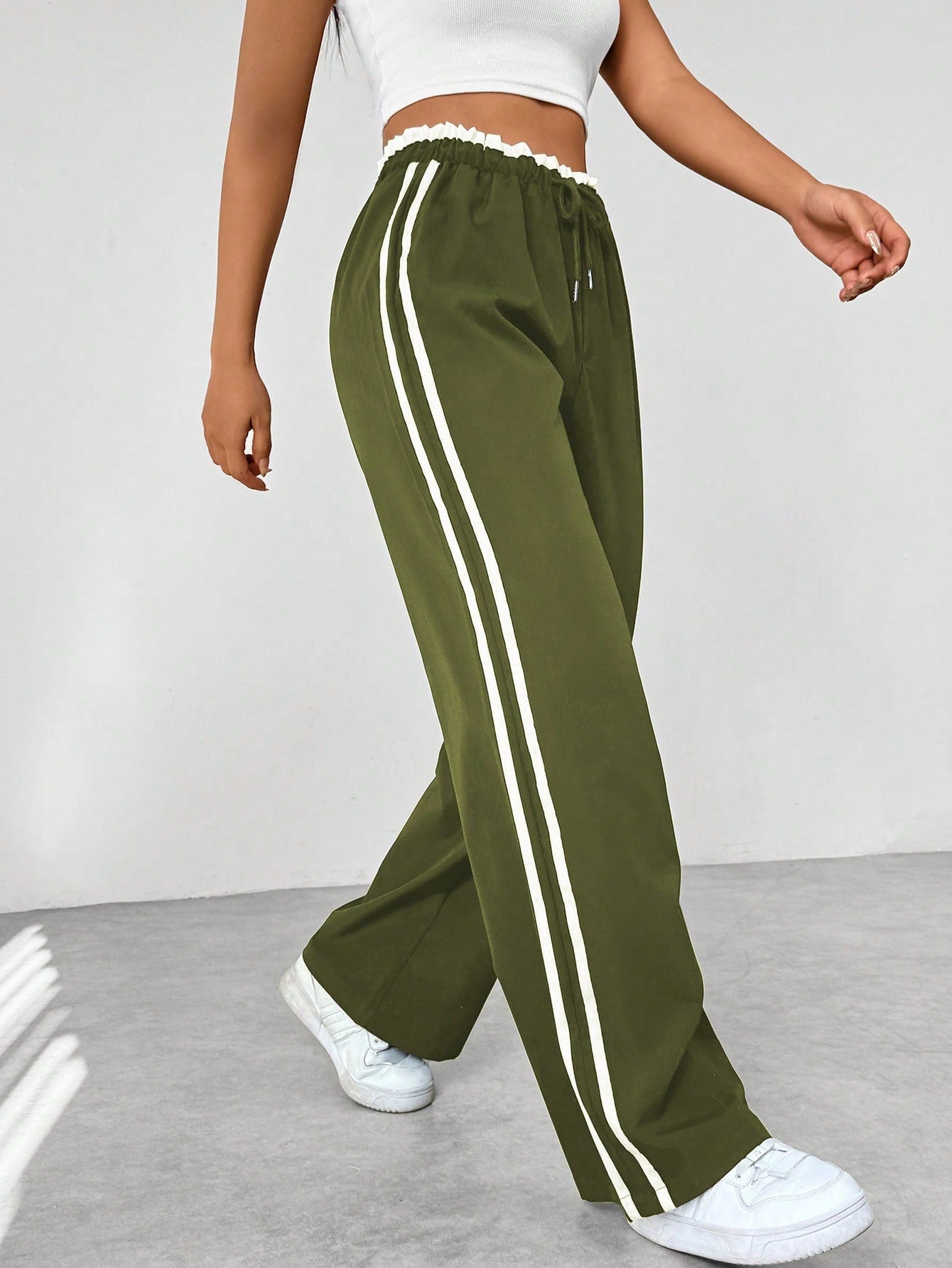 Pantalon Jogging Large Femme à Bandes Latérales