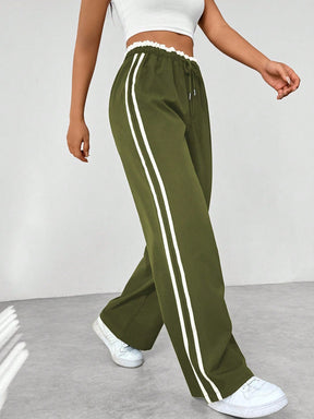 Pantalon Jogging Large Femme à Bandes Latérales
