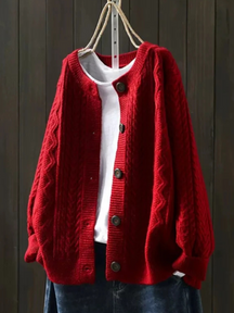 Gilet Torsadé Femme Col Rond Maille Douce