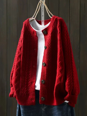 Gilet Torsadé Femme Col Rond Maille Douce