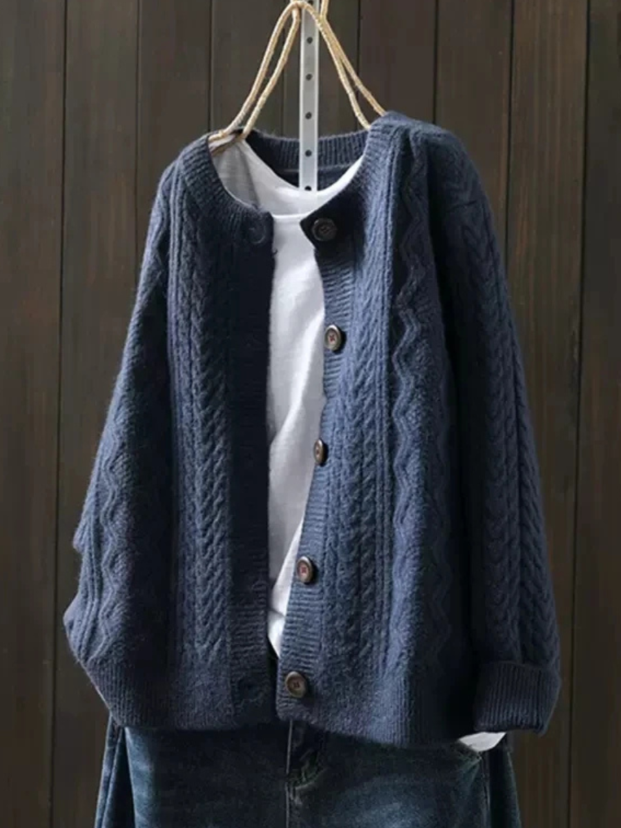 Gilet Torsadé Femme Col Rond Maille Douce