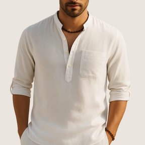 Jetta Chemise Coton – Élégance Décontractée à Col Montant, Manches Longues