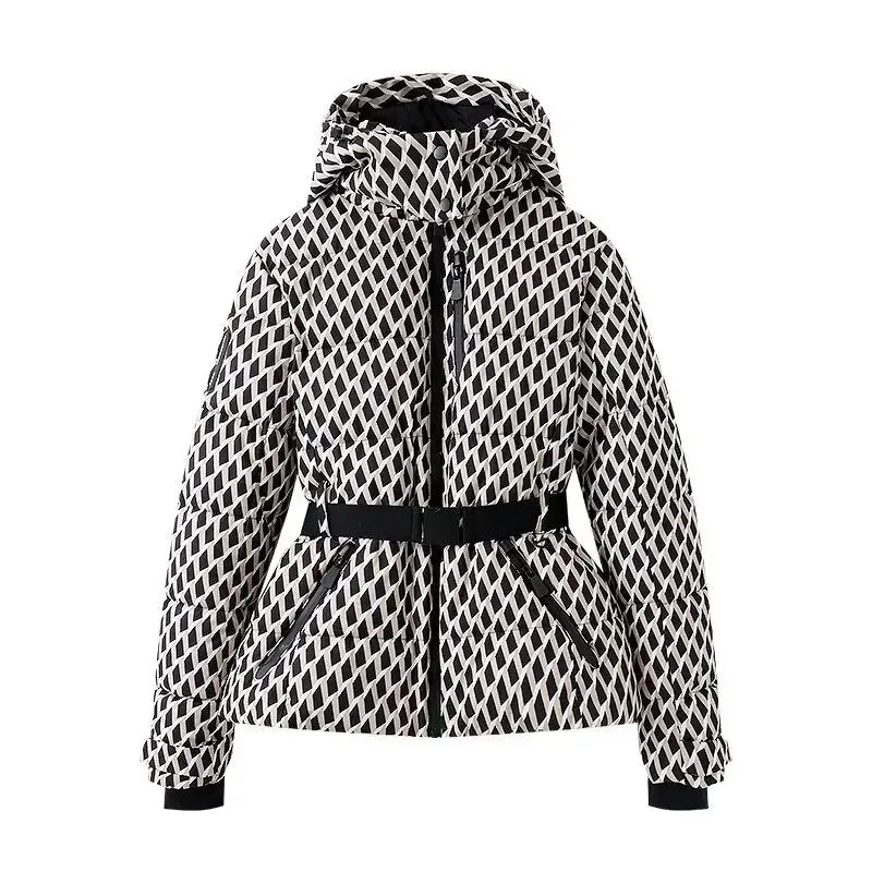 AuraBelt™ – Veste de Ski Matelassée Ceinturée Chaude, Coupe-Vent & Élégante