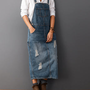 Jetta Robe chasuble en denim délavé avec fente arrière