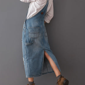 Jetta Robe chasuble en denim délavé avec fente arrière