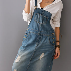Jetta Robe chasuble en denim délavé avec fente arrière