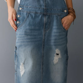 Jetta Robe chasuble en denim délavé avec fente arrière