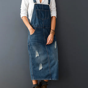 Jetta Robe chasuble en denim délavé avec fente arrière