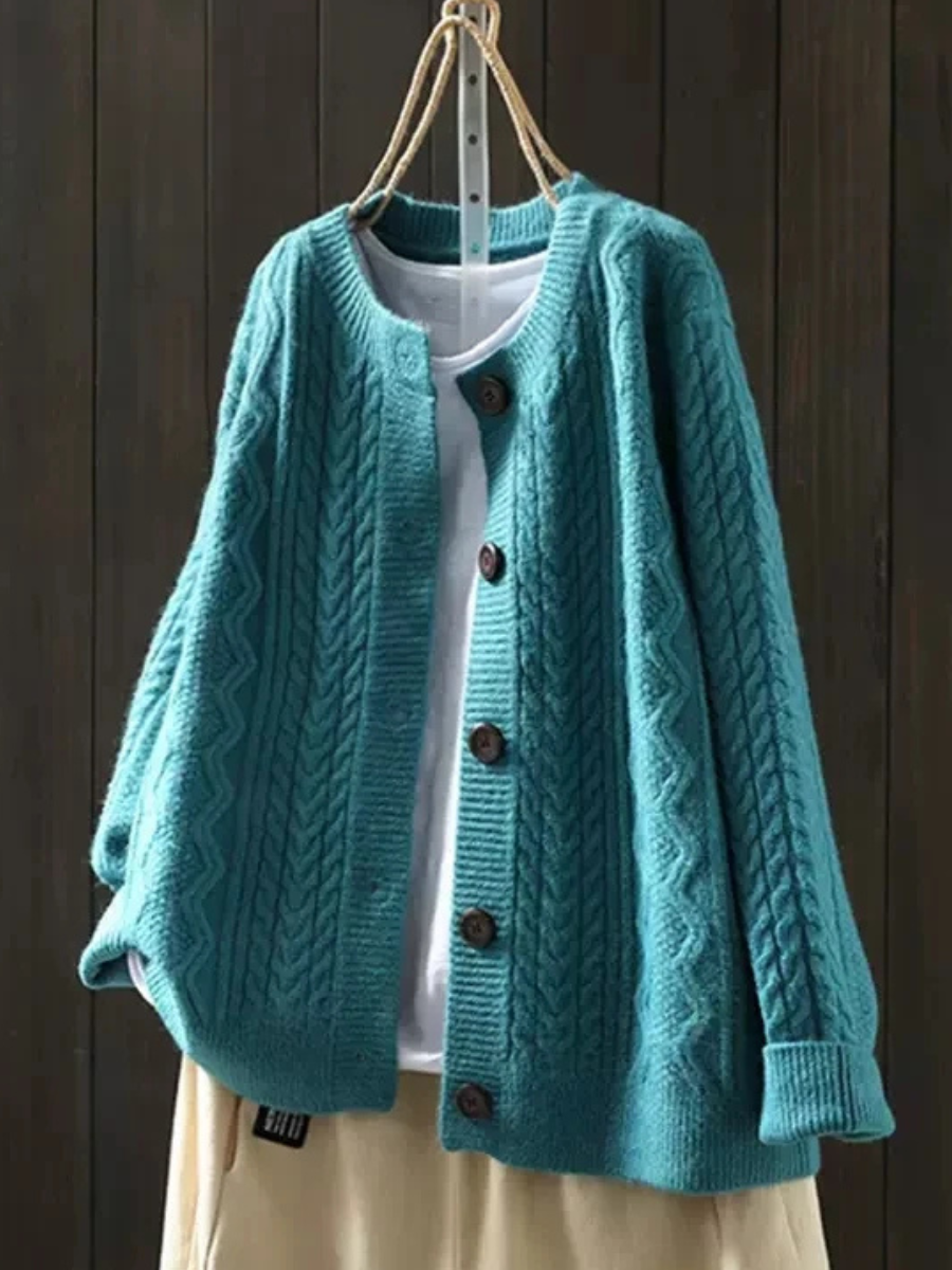 Gilet Torsadé Femme Col Rond Maille Douce