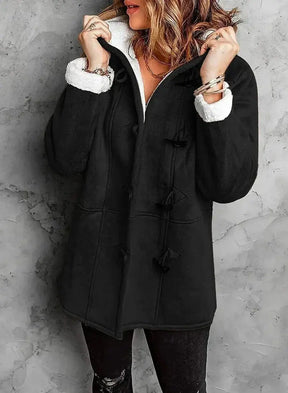 Manteau à Capuche Femme Doublé Polaire Cintré