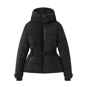 AuraBelt™ – Veste de Ski Matelassée Ceinturée Chaude, Coupe-Vent & Élégante