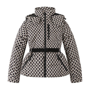 AuraBelt™ – Veste de Ski Matelassée Ceinturée Chaude, Coupe-Vent & Élégante
