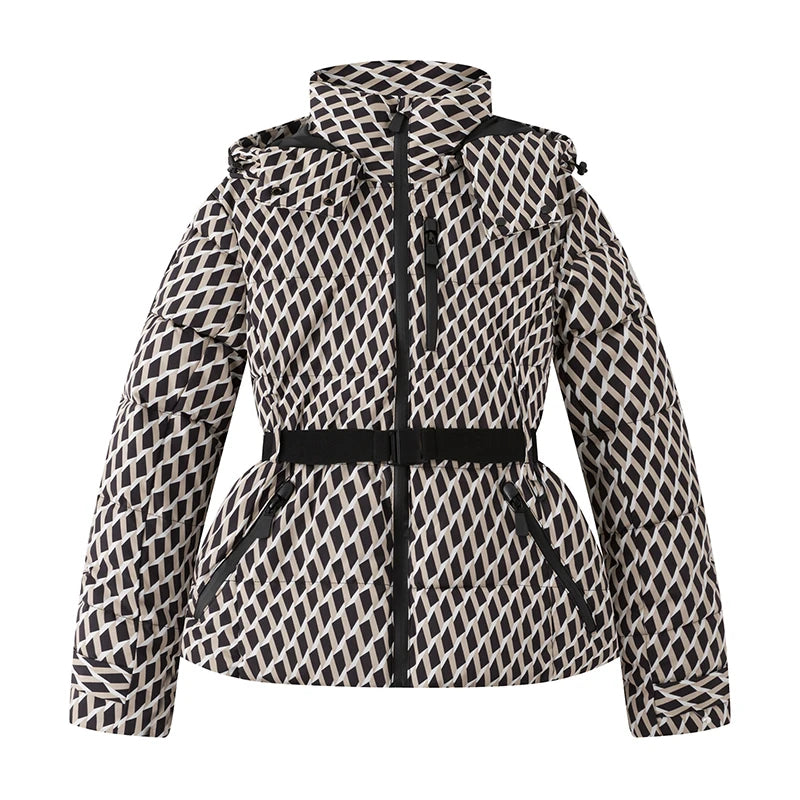 AuraBelt™ – Veste de Ski Matelassée Ceinturée Chaude, Coupe-Vent & Élégante