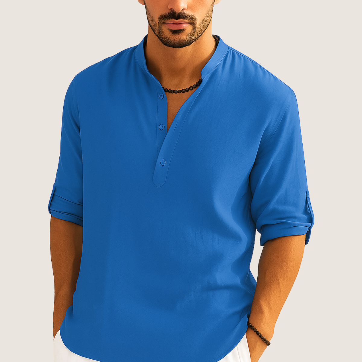 Jetta Chemise Coton – Élégance Décontractée à Col Montant, Manches Longues