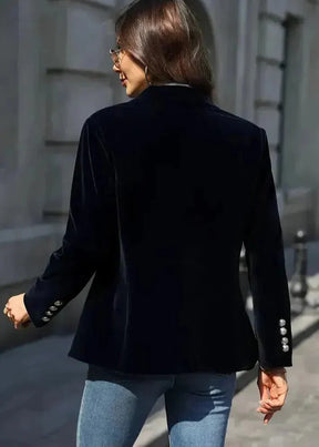 Blazer Velours Femme Boutons Dorés Tenue de Fête