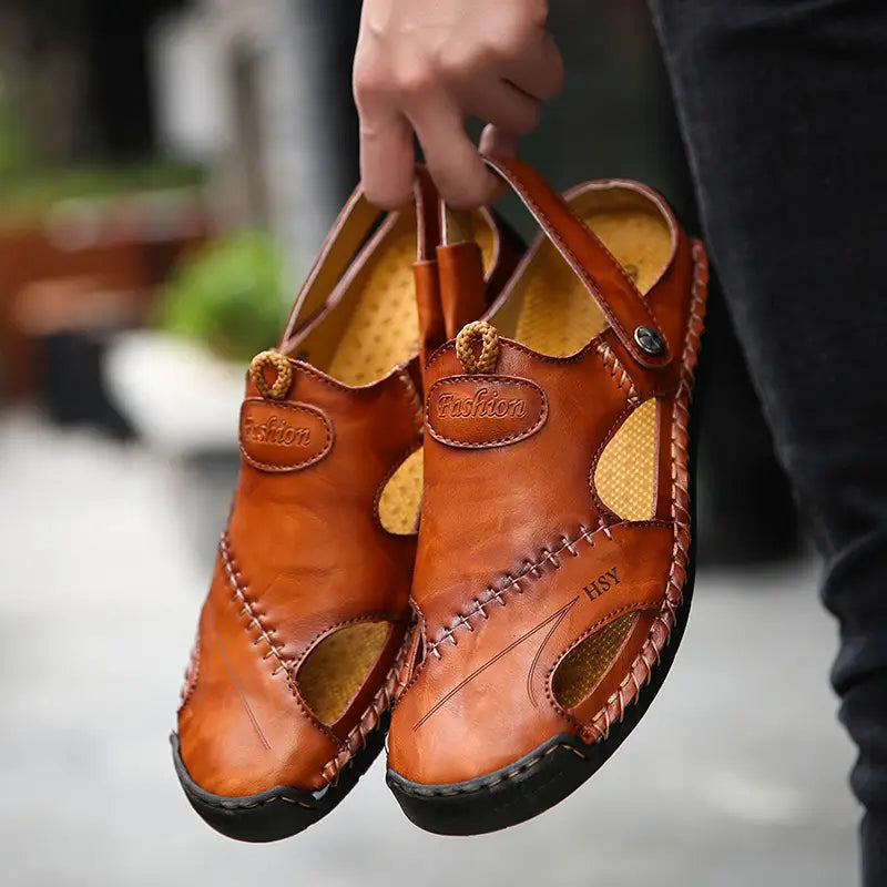 Sandales décontractées en cuir souple de haute qualité pour hommes - JettaWay™