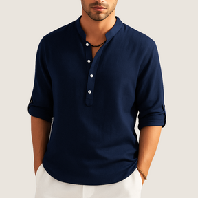 Jetta Chemise Coton – Élégance Décontractée à Col Montant, Manches Longues