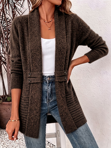 Gilet Long en Maille Femme Cardigan Chaud