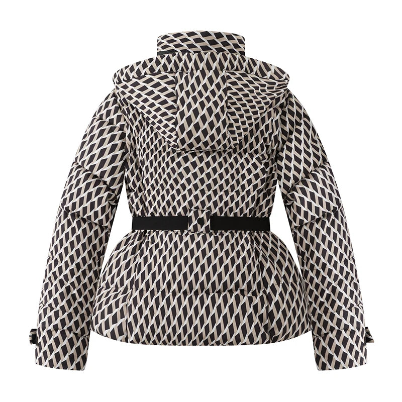 AuraBelt™ – Veste de Ski Matelassée Ceinturée Chaude, Coupe-Vent & Élégante