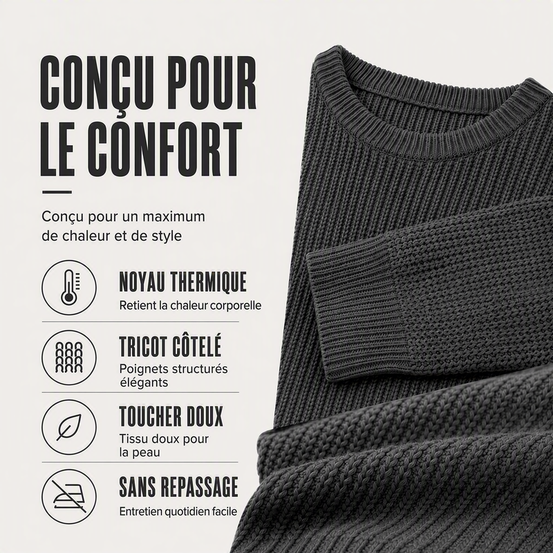 Pull Col Rond Femme Manches Longues Maille
