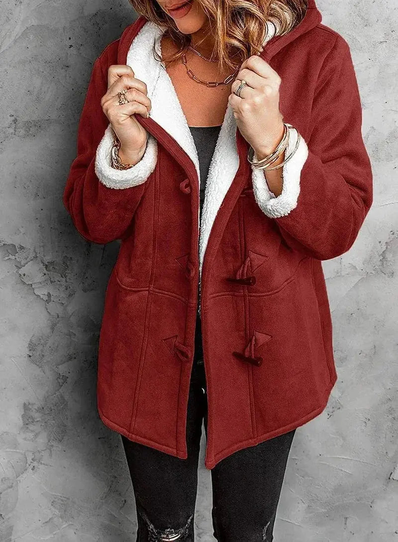 Manteau à Capuche Femme Doublé Polaire Cintré