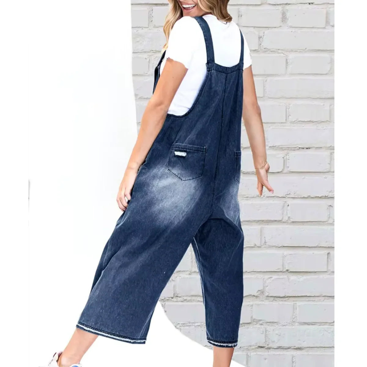 Jetta Salopette en denim décontractée à effet usé
