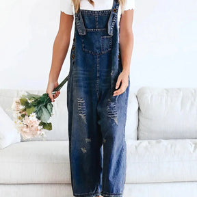 Jetta Salopette en denim décontractée à effet usé