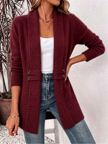 Gilet Long en Maille Femme Cardigan Chaud