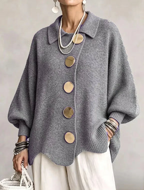 Victoire | Gilet oversize à gros boutons dorés