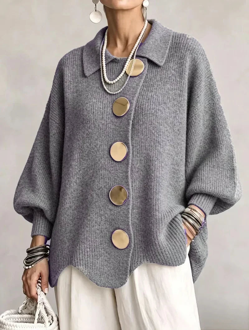 Victoire | Gilet oversize à gros boutons dorés