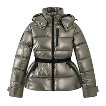 AuraBelt™ – Veste de Ski Matelassée Ceinturée Chaude, Coupe-Vent & Élégante