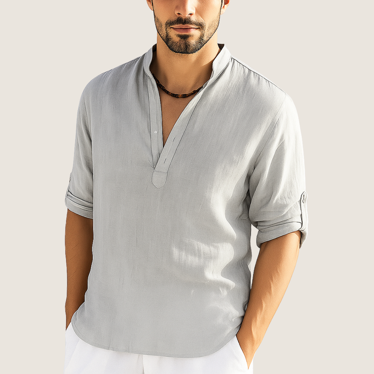 Jetta Chemise Coton – Élégance Décontractée à Col Montant, Manches Longues