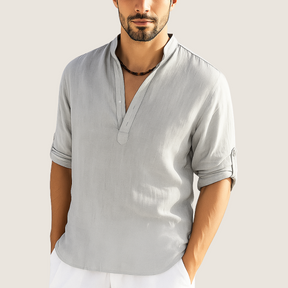 Jetta Chemise Coton – Élégance Décontractée à Col Montant, Manches Longues