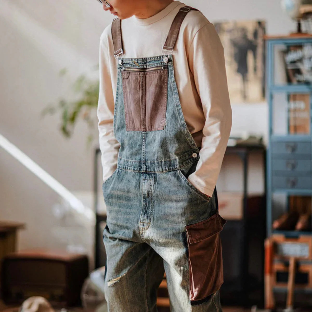 Jetta Salopette en denim à empiècements contrastés