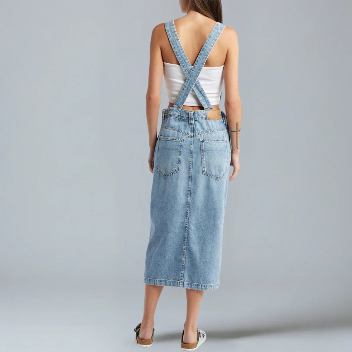 Jetta Robe chasuble en denim à fente avant