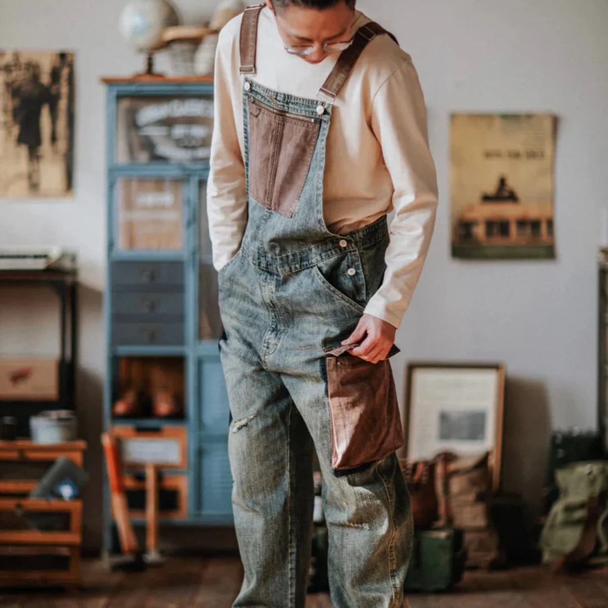 Jetta Salopette en denim à empiècements contrastés
