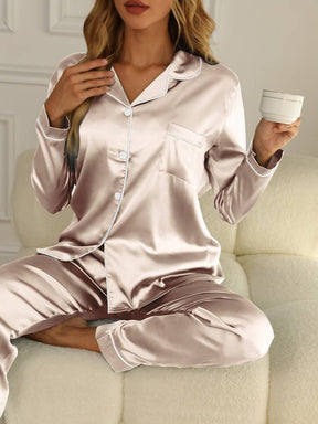 Pyjama Satin Femme Chemise et Pantalon Idée Cadeau