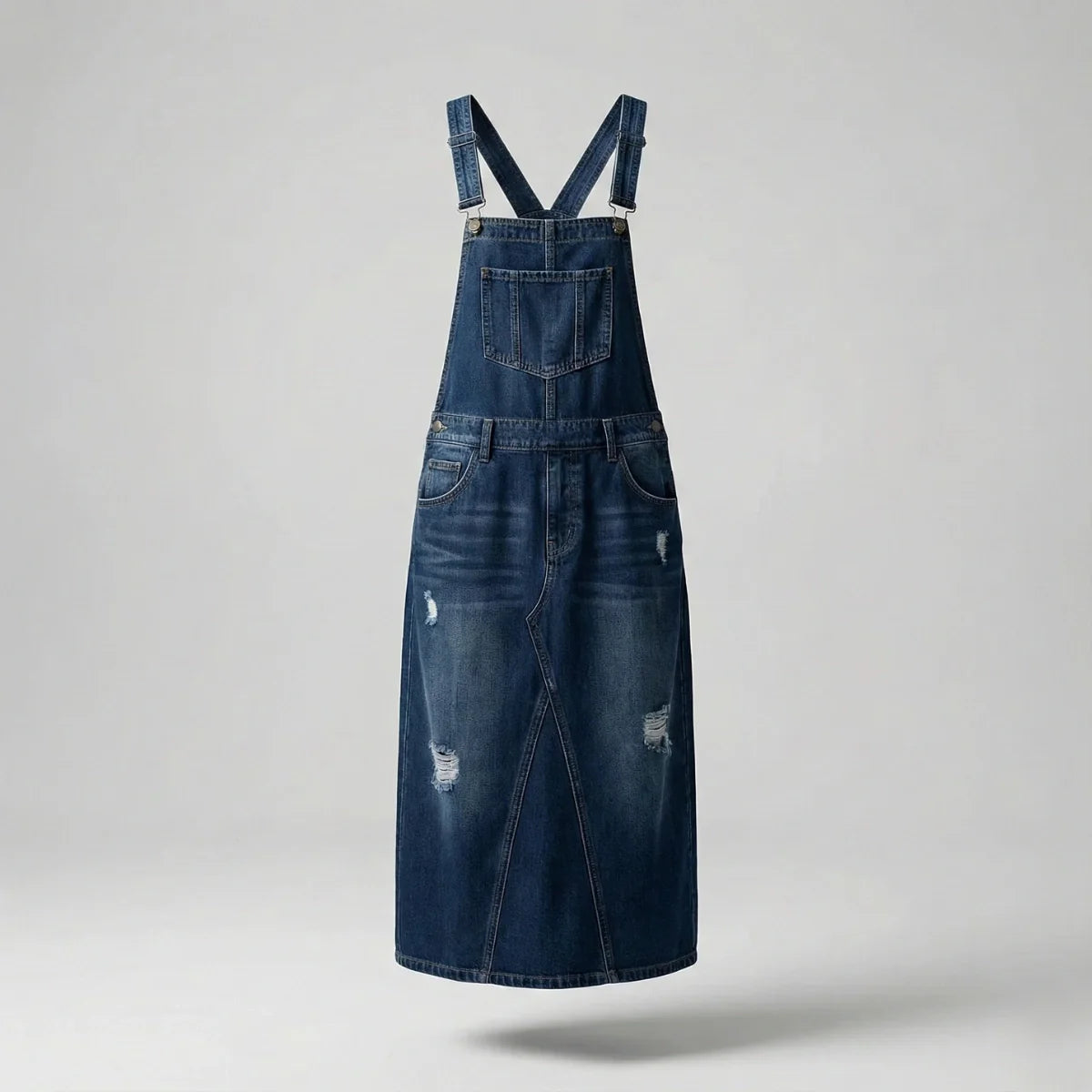 Jetta Robe chasuble en denim délavé avec fente arrière