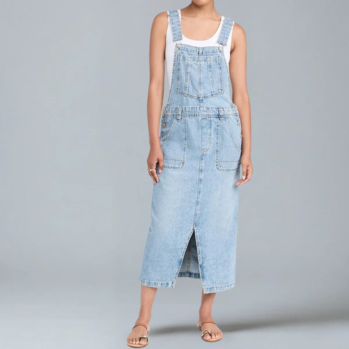 Jetta Robe chasuble en denim à fente avant