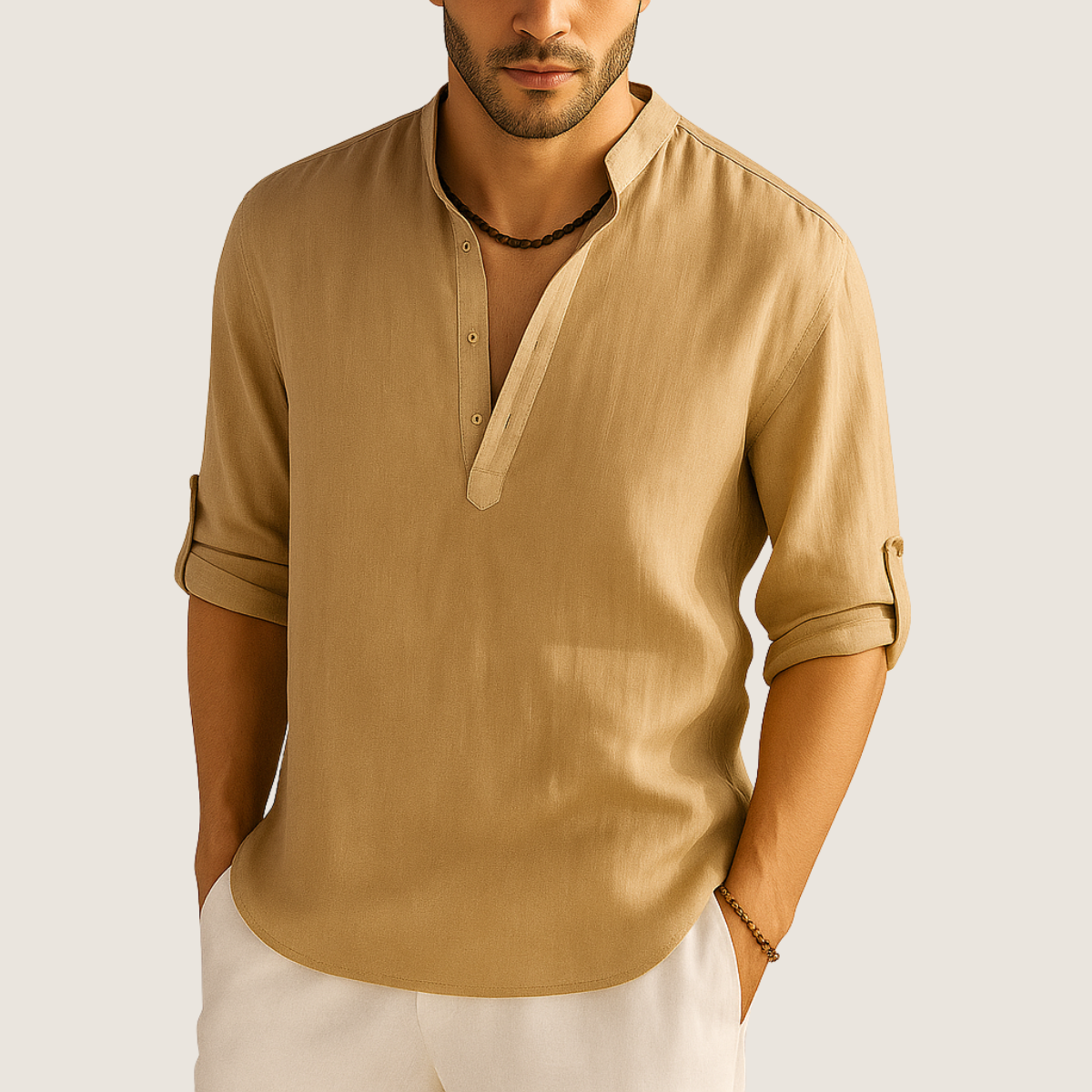 Jetta Chemise Coton – Élégance Décontractée à Col Montant, Manches Longues