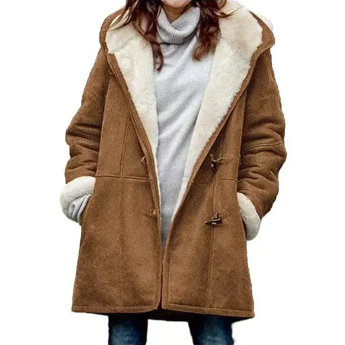 Manteau à Capuche Femme Doublé Polaire Cintré