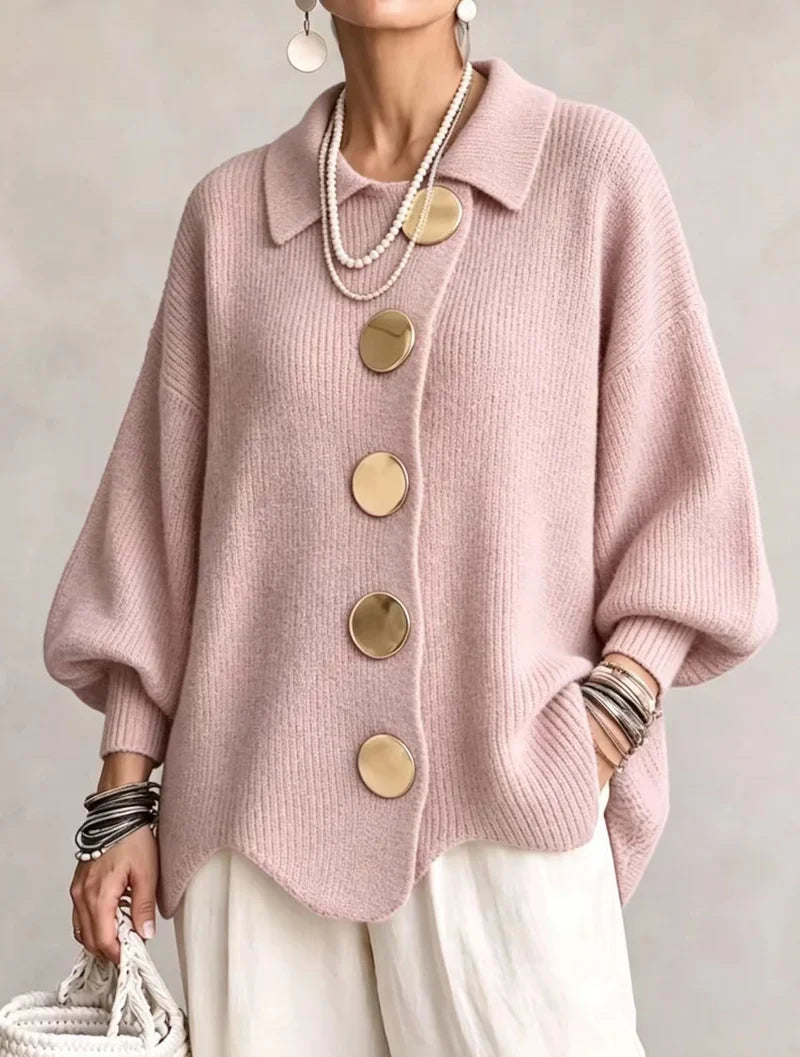 Victoire | Gilet oversize à gros boutons dorés