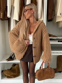 Gilet en Grosse Maille Femme à Boutons